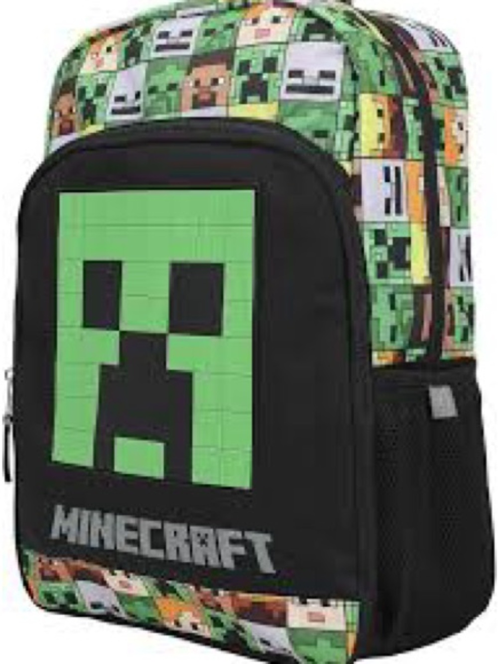 Minecraft Creeper Print Kids Backpack - Green & Black New No Tag